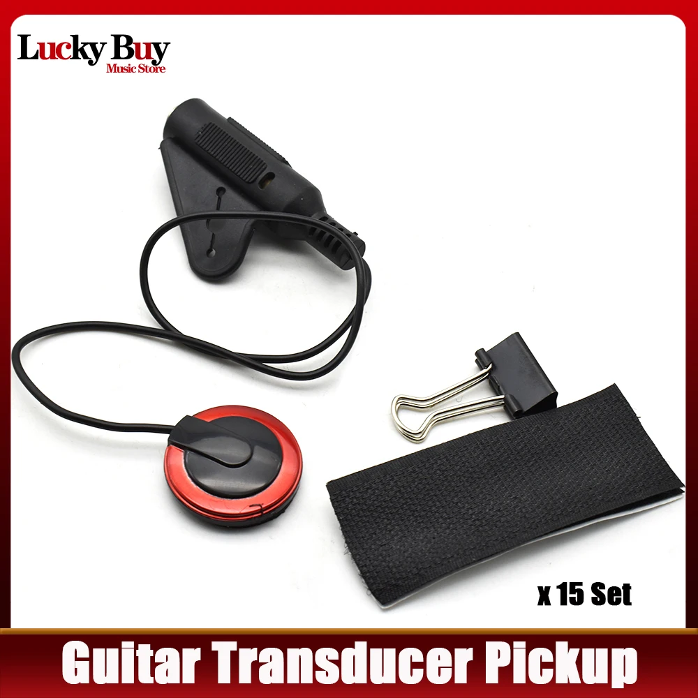 

15 комплектов, акустический преобразователь для гитары, микро-электронный пикап с ремешком, для гитары, скрипки, виолончели, банджо