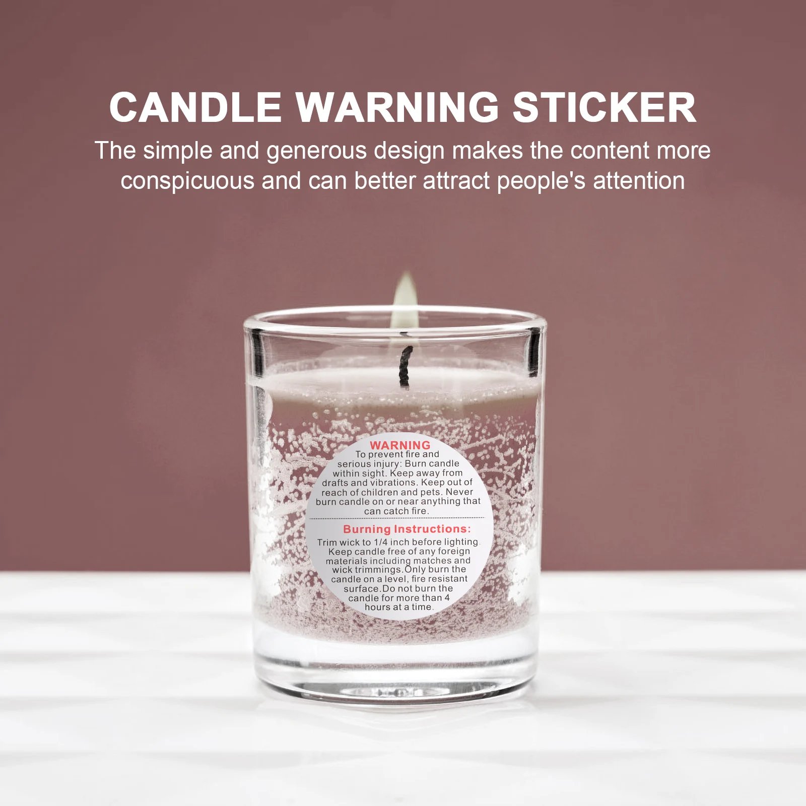 1 لفة ملصق تحذير ذاتي اللصق ملصق ورقي ممتاز قابل للإزالة لحاوية جرة ذوبان الشمع مستلزمات صناعة يدوية #6