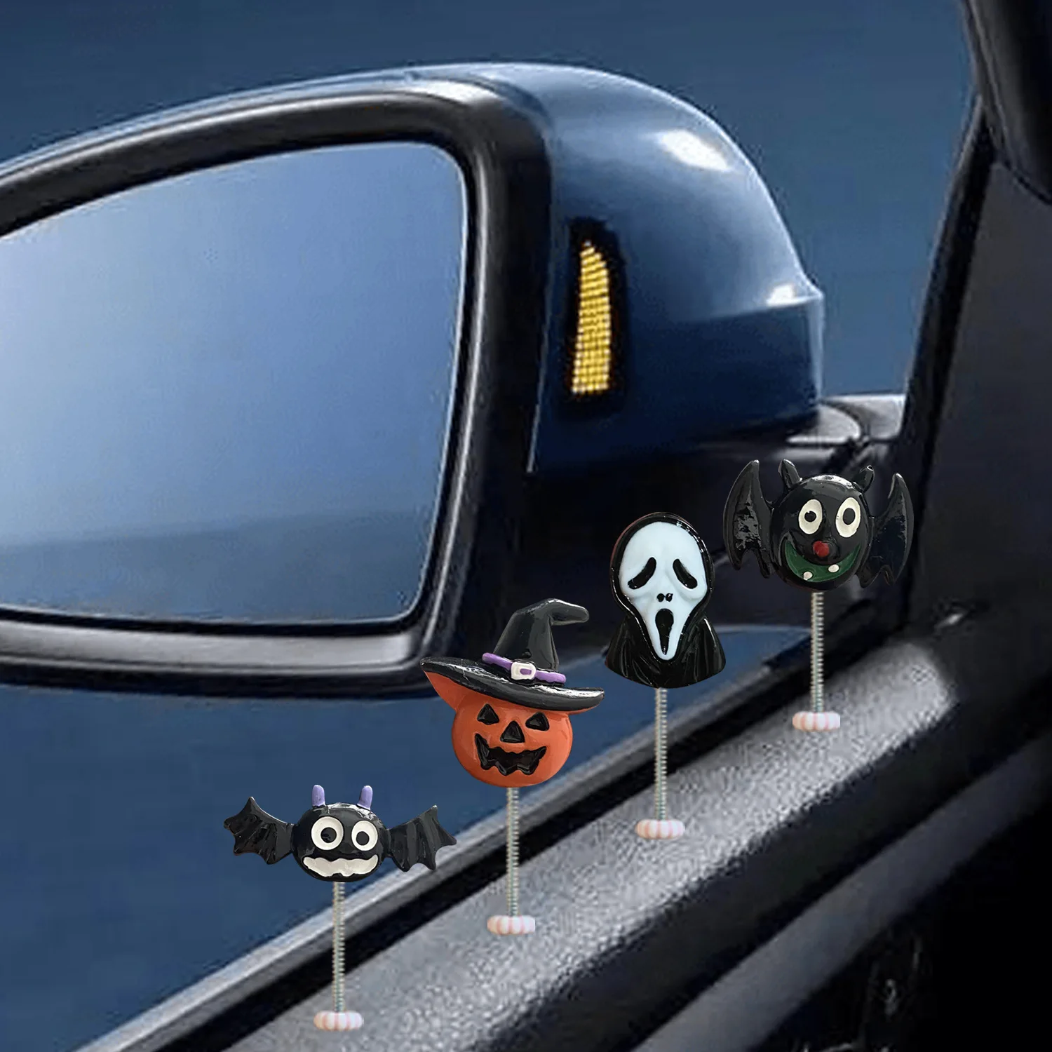 Car Window Side Center Console Halloween Decorations and Decoration Creative Ghost Shaking Head Spring Home Decorations