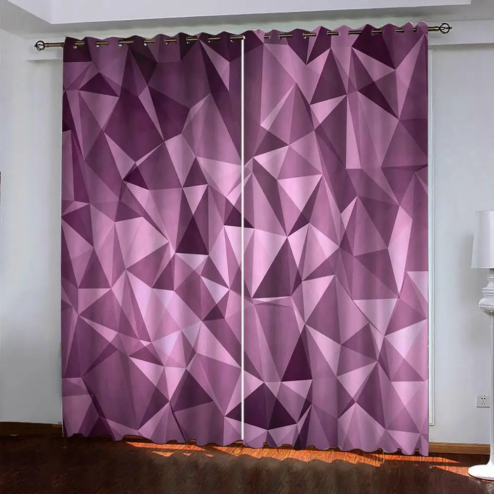 3d purple curtains stereoscopic geometric curtains Popular curtains high-end personality living room bedroom blackout curtains