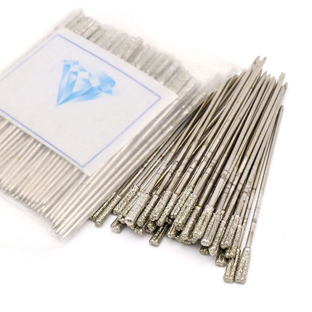 

10Pcs Super Hard Emery Jade Punch Needle Silver 14mm Glass Ceramic Drilling Tools Durable Practical Reinforced Head
