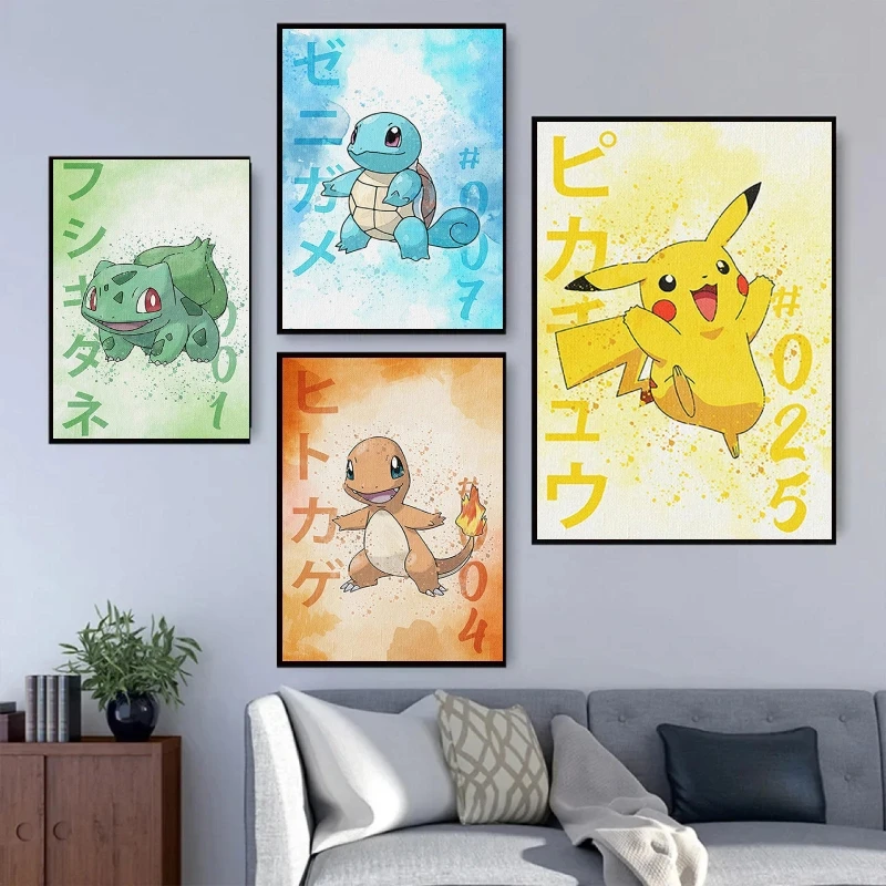 

Poster And Painting Pokemon Pikachu High Quality Art Gifts Modern Living Room Cartoon Character Picture Kid Action Figures