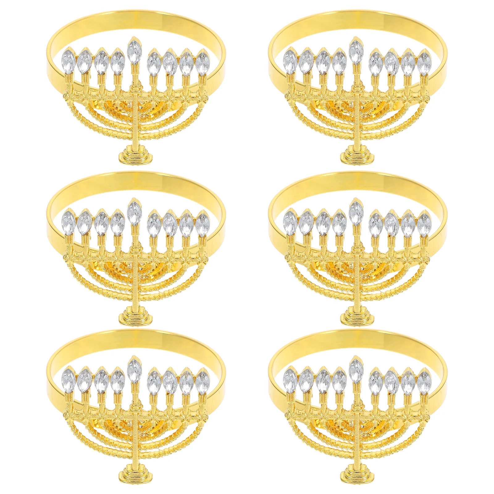 

6pcs Napkin Rings Alloy Hanukkah Shaped Table Decoration For Restaurant Home Dining Napkin Buckle Holders Banquet Accessories