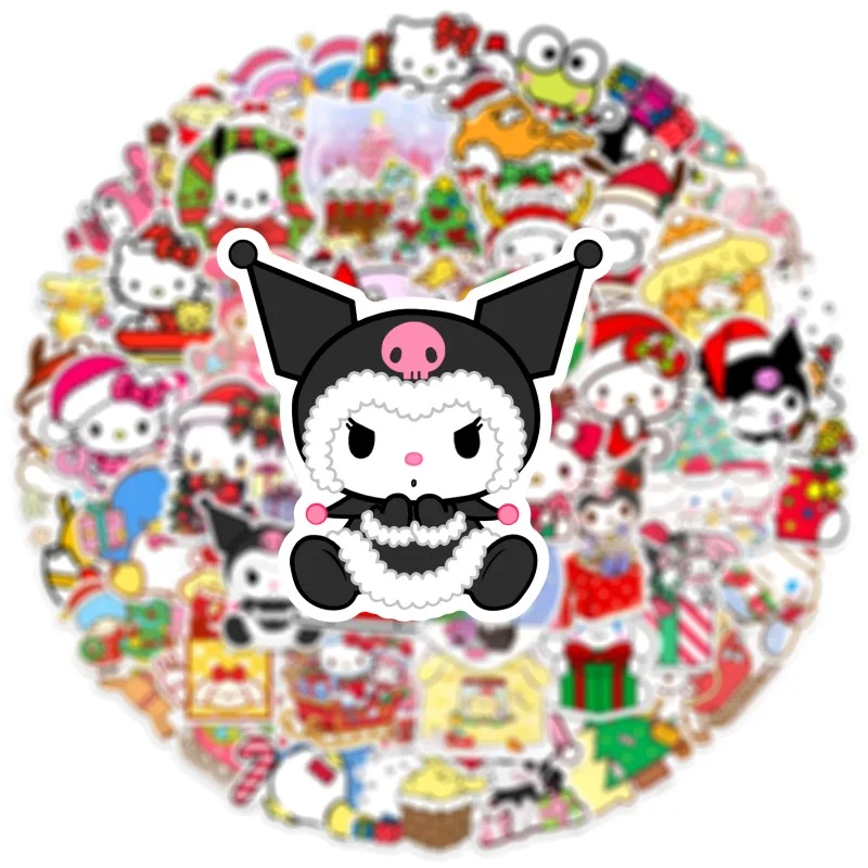 10/30/50PCS Kawaii Christmas Cartoon Stickers Cute Hello Kitty Kuromi Sticker Toy Luggage Laptop Guitar Bike Sanrio Decals Gift