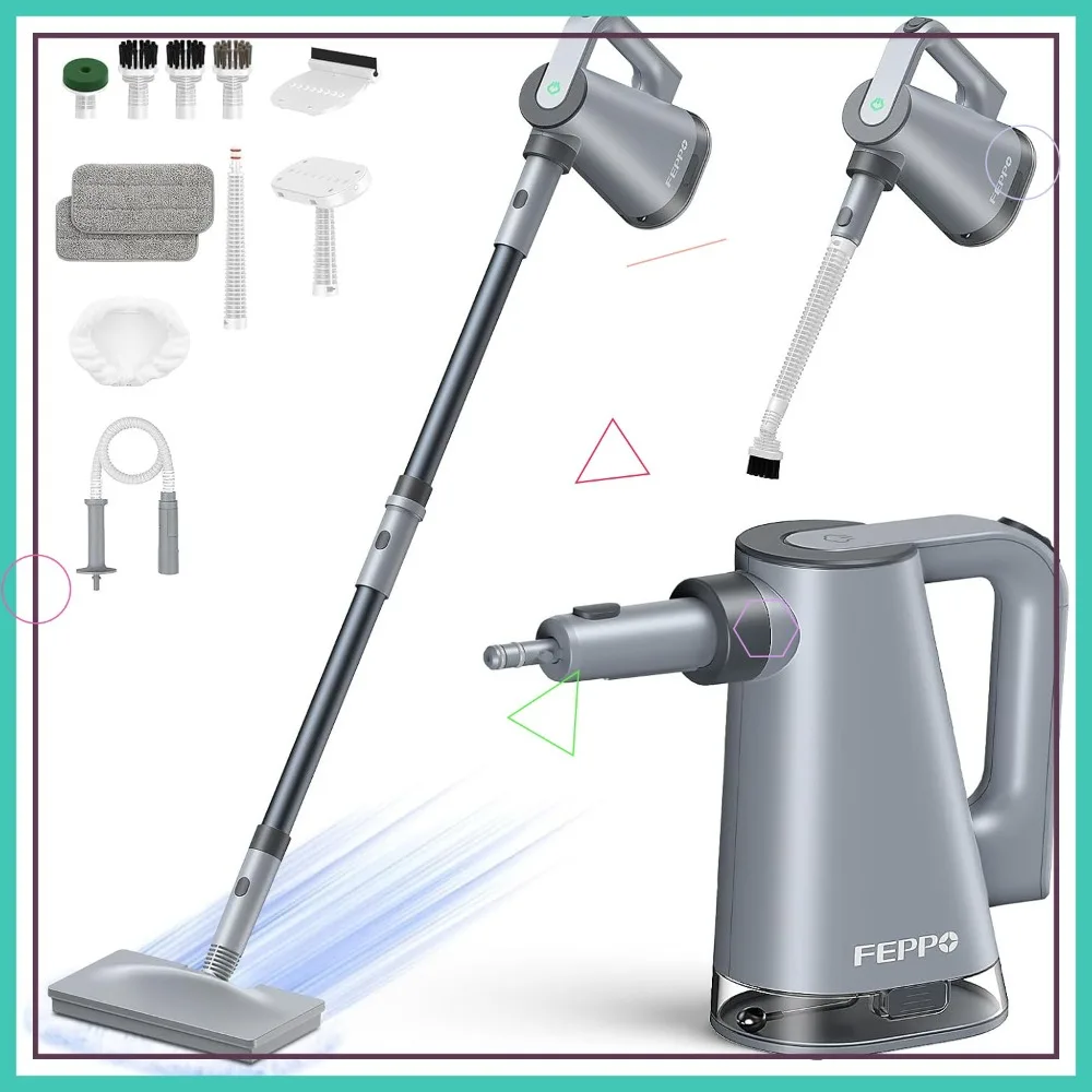 

Steam Mop & Detachable Handheld Cleaner, 15s Heat-Up, 230°F Deep Clean for Floors, Tile, Grout, Furniture