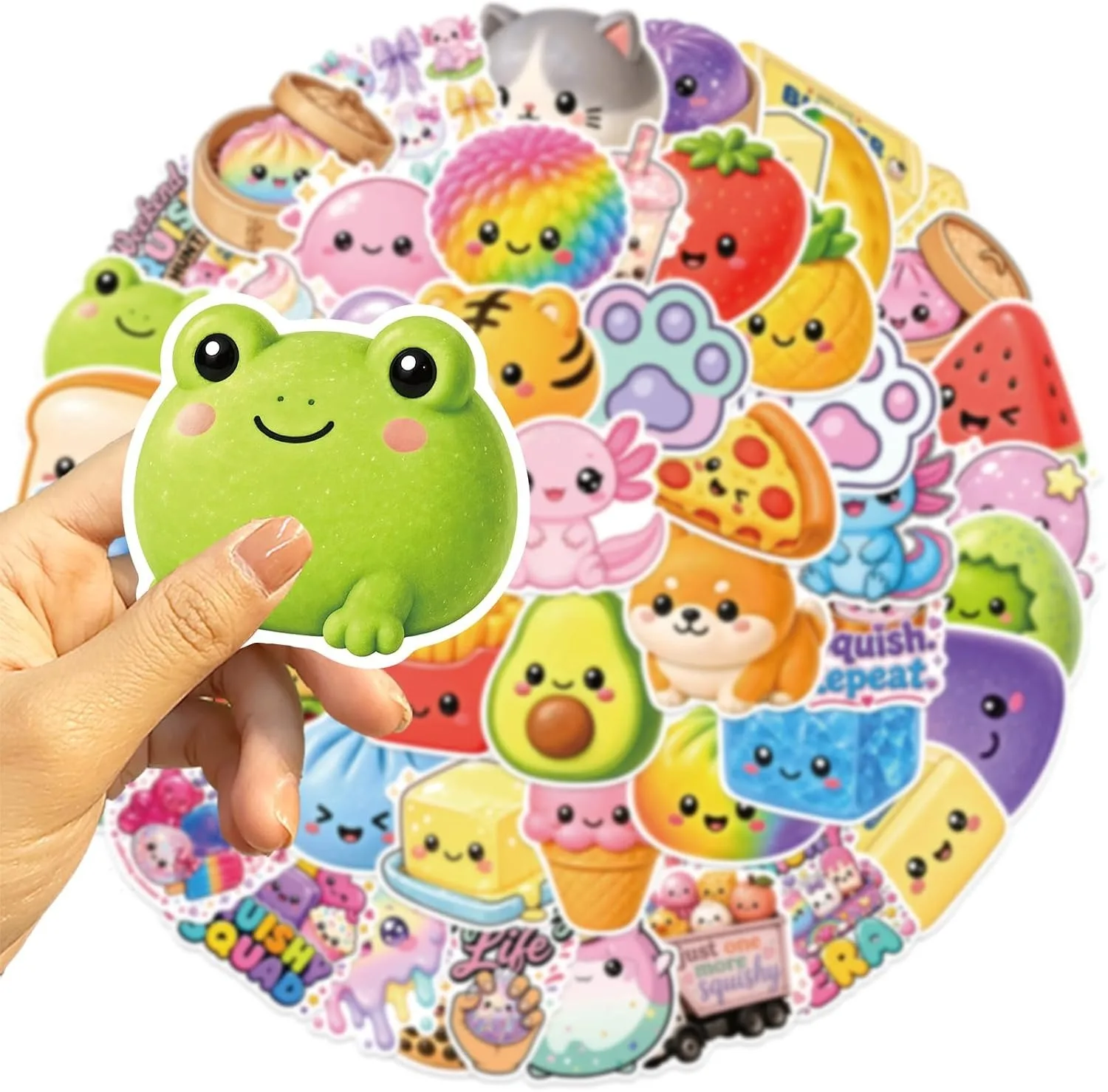 110 Pieces Soft Cute Cartoon Stickers of Buns Ice Cream Dumplings for Laptop Notebook Computer Cute Animal Food Theme Decals