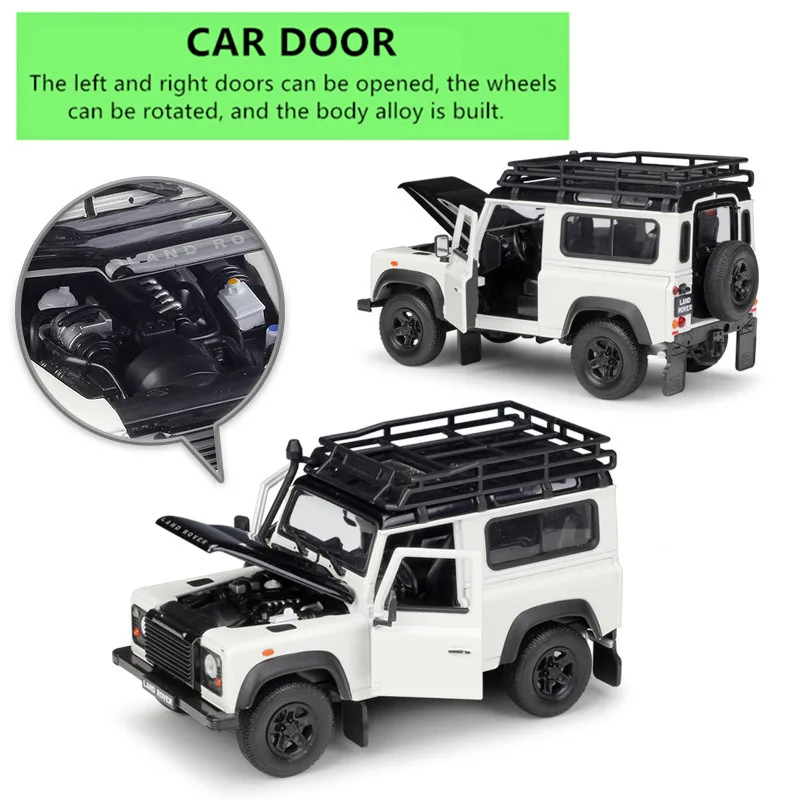 WELLY 1:24 Land Rover Defender Silver sports car simulation alloy car model crafts decoration collection toy tools gift