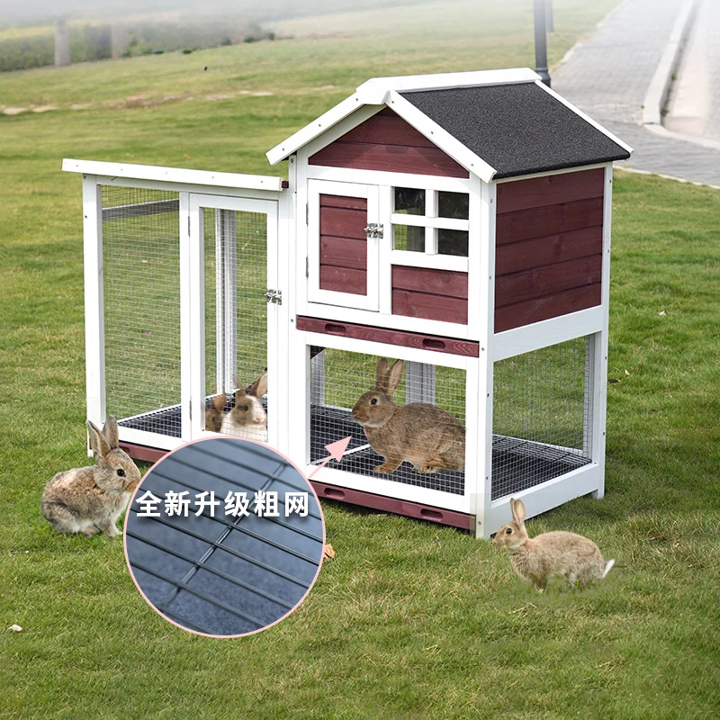

Outdoor rabbit cage Terrace Balcony Pet house Villa Rabbit nest Household rabbit cage Solid wooden house Special cage for raisin