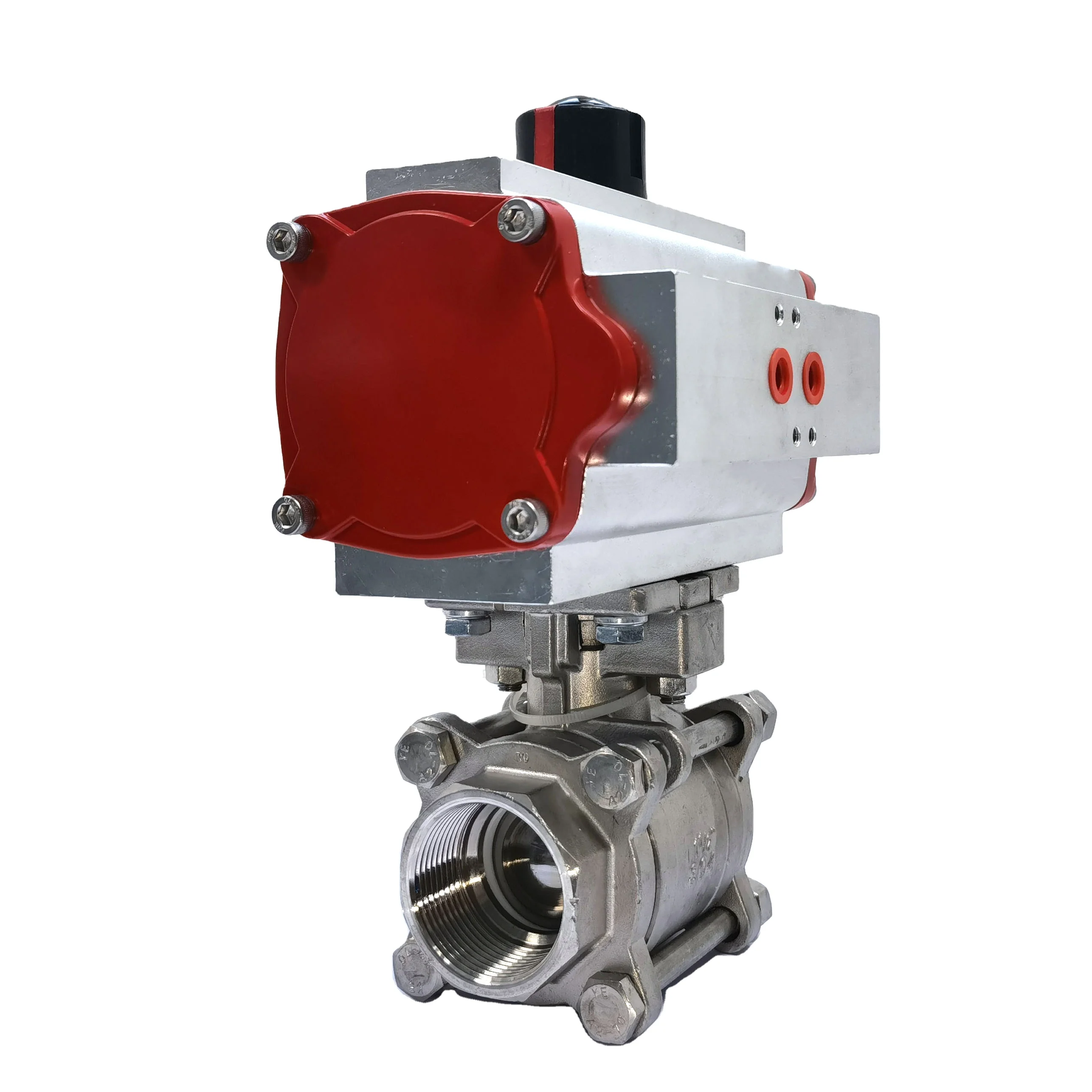 2 Way Ball Valve DN50 Stainless Steel  Air Operated Valve 3PCS Female Threaded SS304 316L Pneumatic Actuated Ball Valve