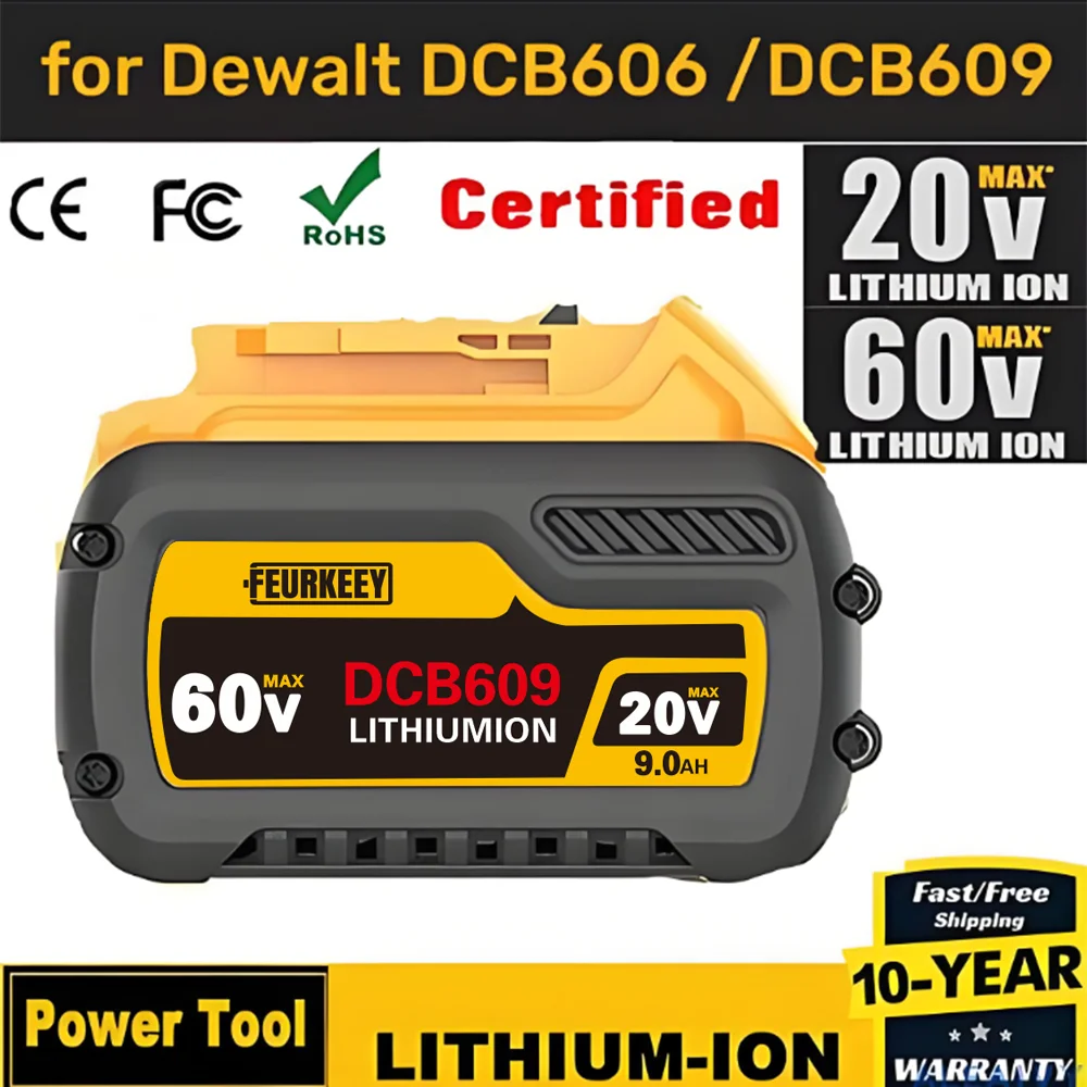 جديد لبطارية ديوالت 60 فولت 9000 مللي أمبير في الساعة DCB606 DCB609 بطارية لـ ديوالت 20 فولت/60 فولت شاحن دي وا بطارية ديوالي فليكس فولت باتي ديفيليونتريبت باكتوريري