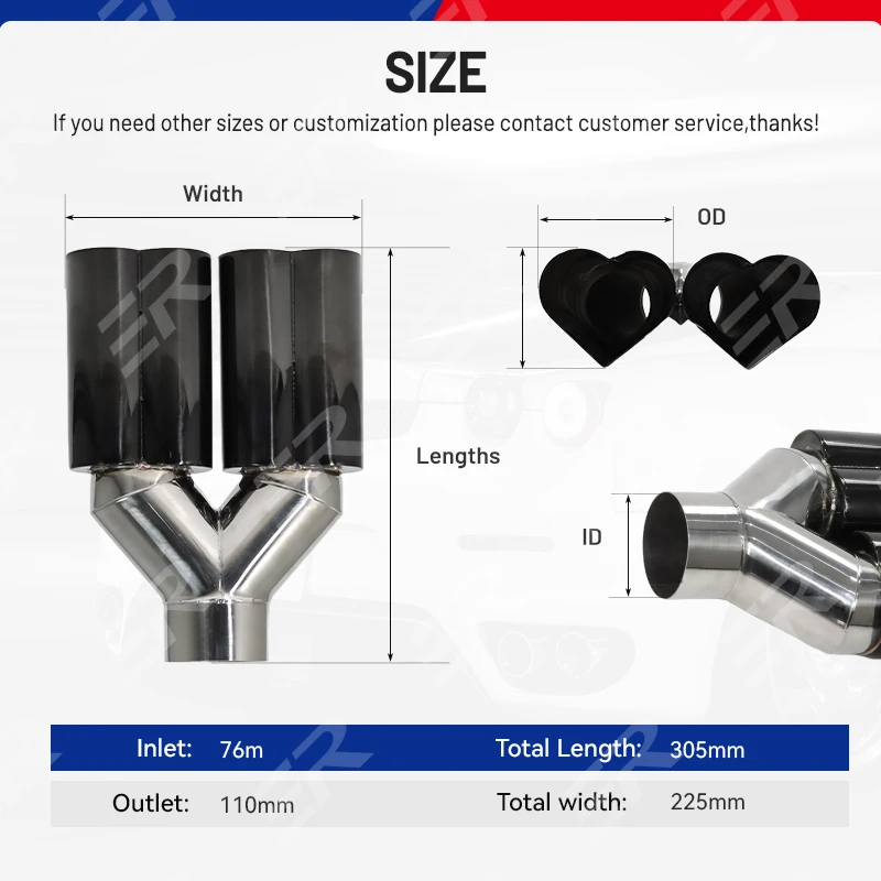 New Design Wholesale Heart Shaped Individual Stainless Steel Dual Exhaust Tips Universal Muffler Tip