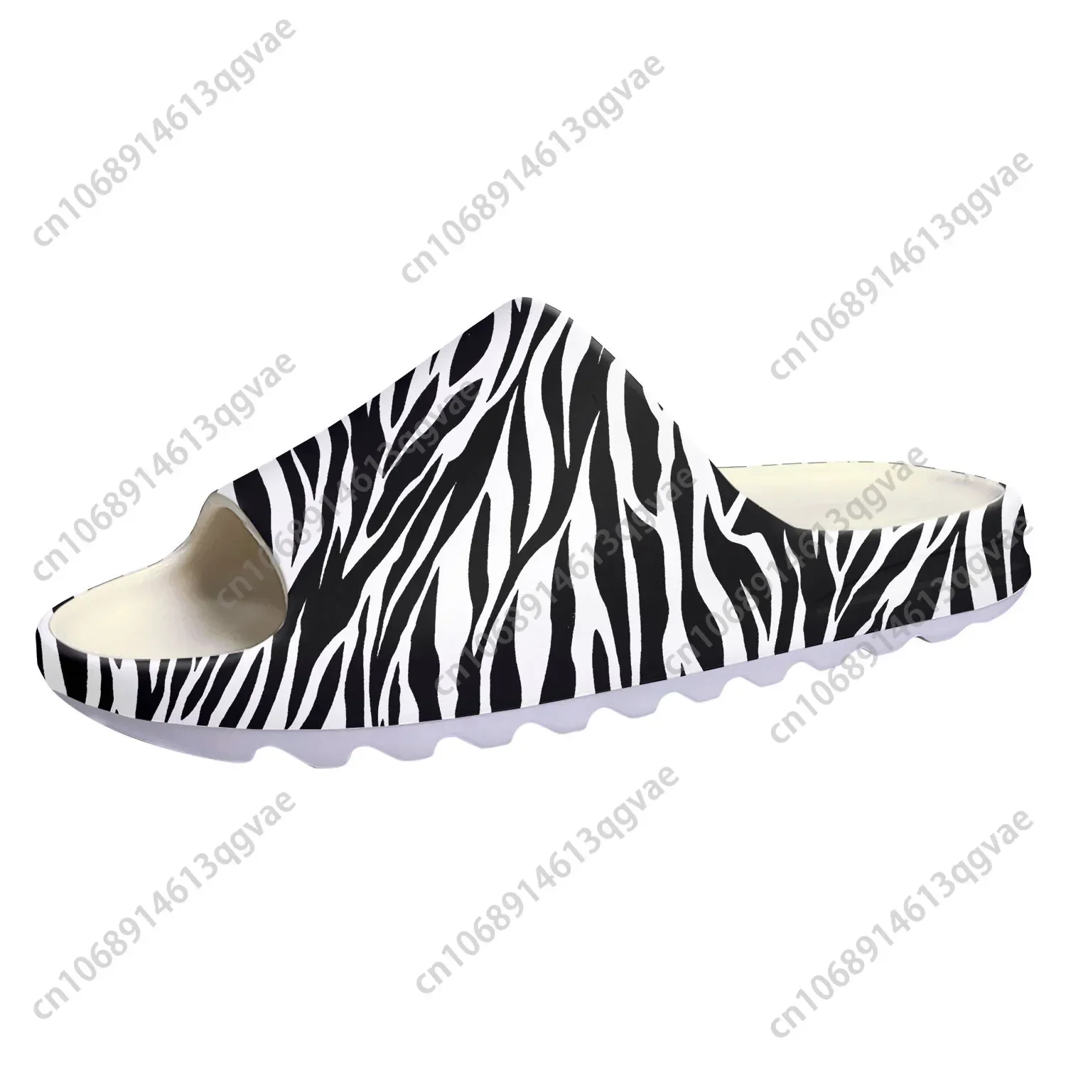 Zebra Print 3D Soft Sole Sllipers Home Clogs Step on Water Shoes Mens Womens Teenager Bathroom Beach Customize on Shit Sandals