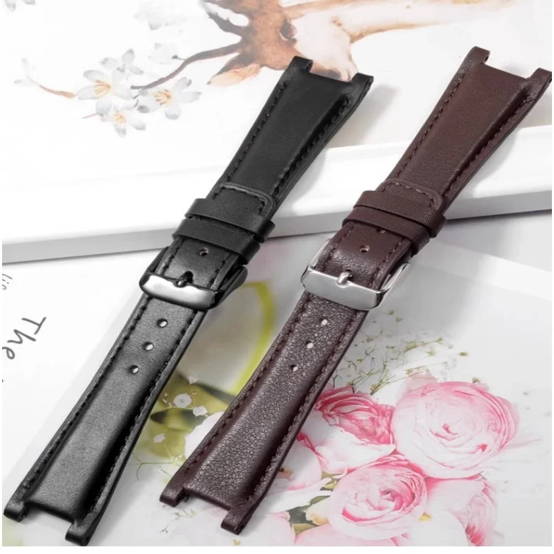 Para gucci ya1332 1333 1335 pulseira de relógio de couro especial preto marrom pulseira fivela de aço inoxidável 20-12mm