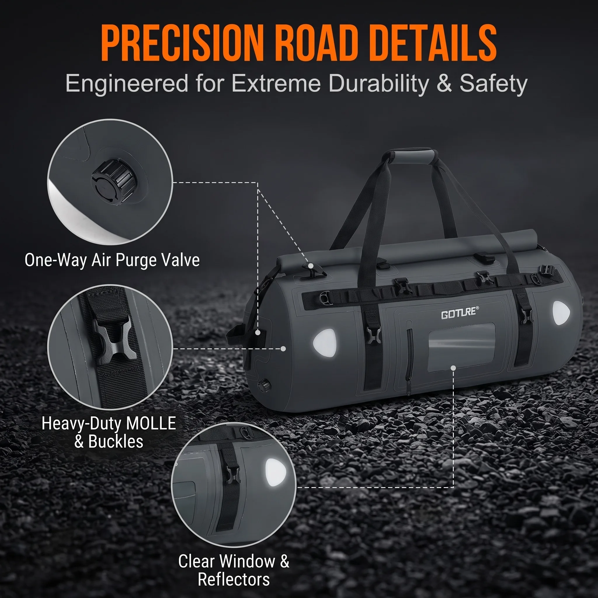 Goture 40/60L Waterproof Motor - đánh giá và giá Motorcycle Tail Bag Waterproof Roll Top