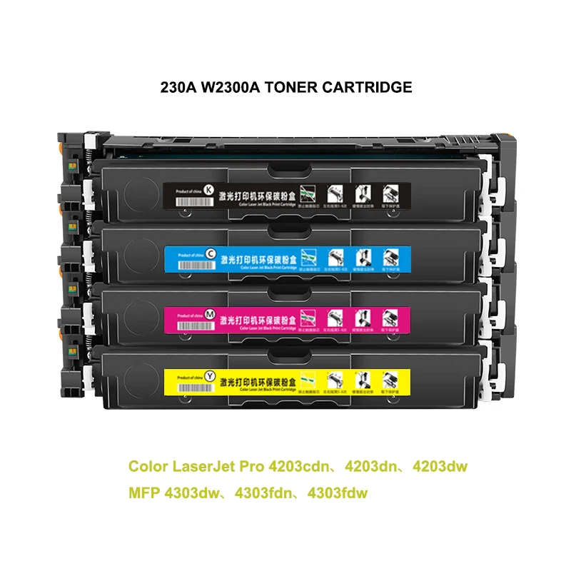 4 colors 230A W2300A toner cartridge compatible for HP Color laserJet Pro mfp 4303fdw 4303fdn pro 4303dw 4203dw 4203dn 4203cdn