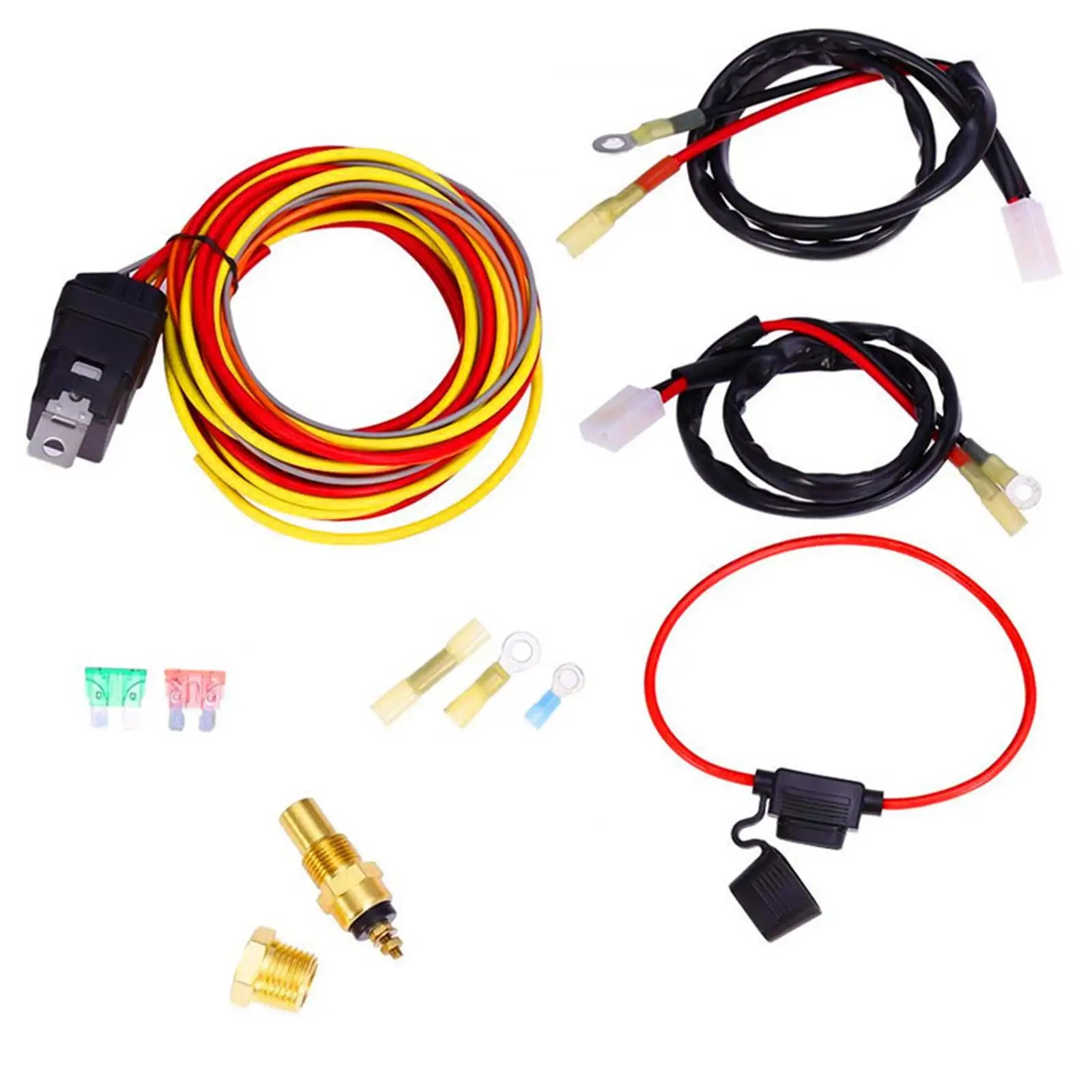 

Electric Dual Cooling Fan Wire Harness Kit 40A a12V 185 Degree on 165 175 Off Thermostat Switch Car Relay Wiring Harness