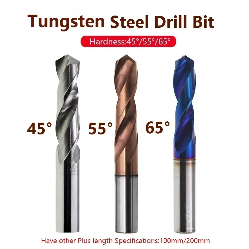 

Tungsten steel Drill Bit HRC65/55/45 Solid Carbide Twist Drill 1 2 3 4 5 6 789-12mm CNC Machinery Tool Hard Metal Steel Drilling