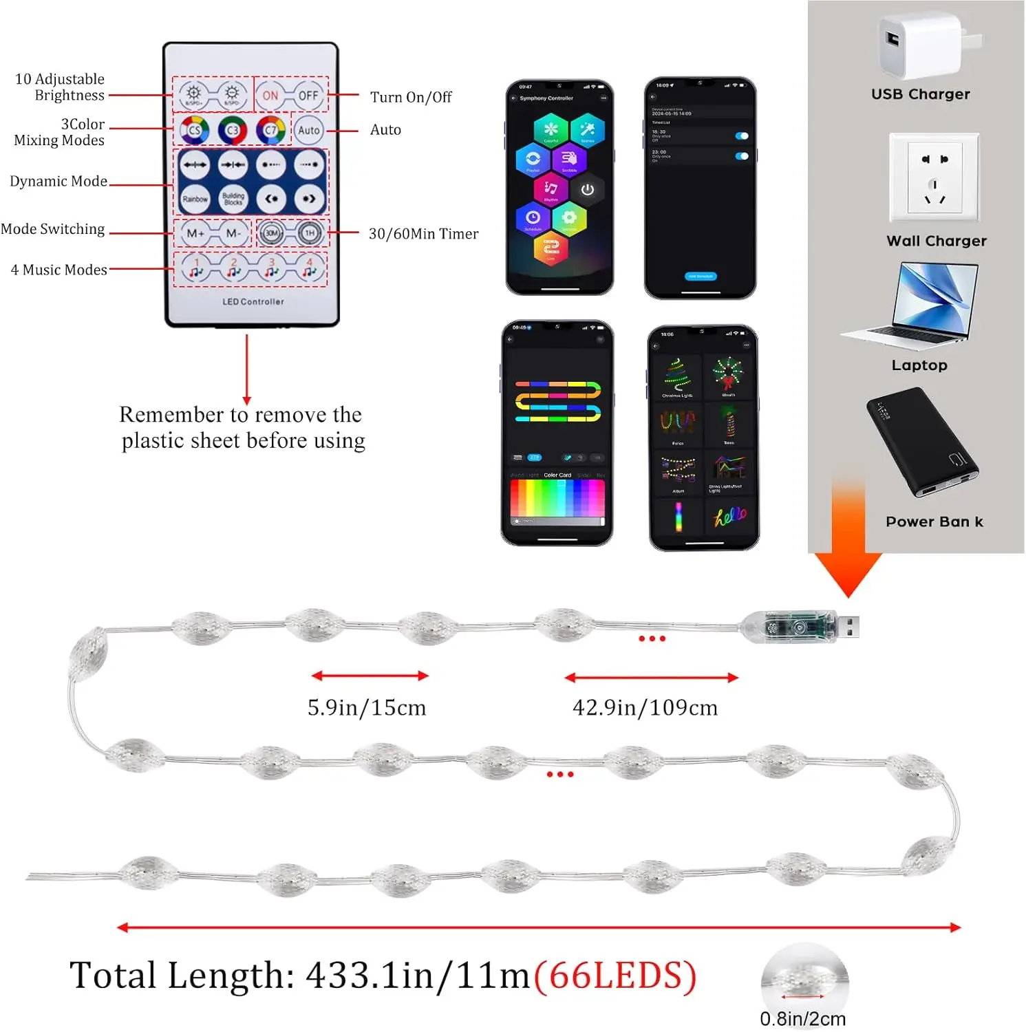10 متر الذكية الجنية ضوء جارلاند USB LED RGB عيد الميلاد سلسلة أضواء مع APP التحكم عن بعد مقاوم للماء لحديقة السنة الجديدة ديكور #5