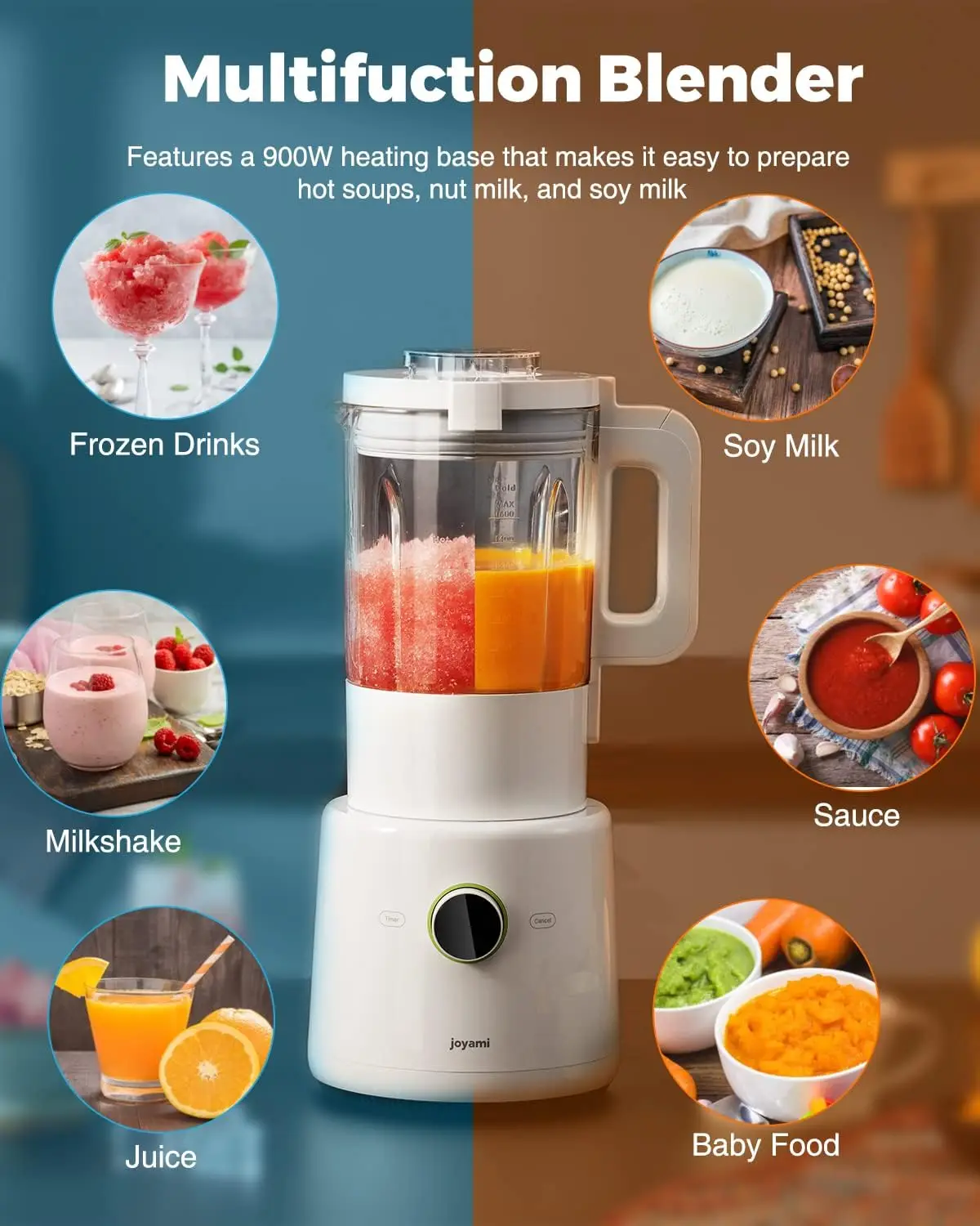 der, Hot Soup Maker, Mijia App Control, Adjustable 9-Speed, Pulse - Blending, Crushing, Mixing, Ice Crush, Juices, Pureeing, Gri