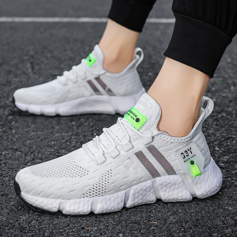 Yrzl Heren Sneakers Mesh Ademende Casual Witte Hardlooptennisschoenen Comfortabele Buitensport Heren Comfortabele Sneakers Voor Heren