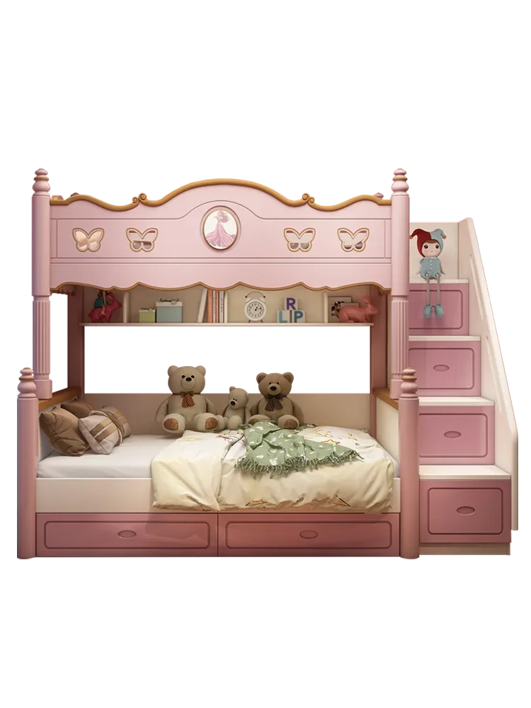 

Upper and lower bunk children's bed Mother bed Small apartment with slide