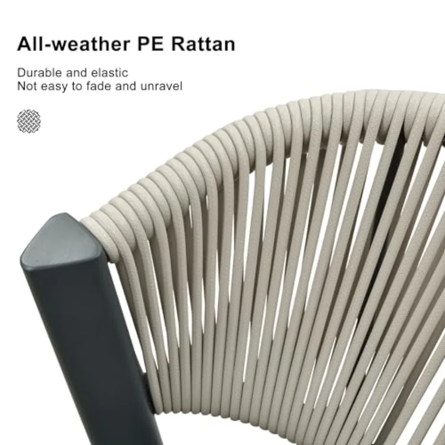 مجموعة مقاعد بارتفاع مضاد مكونة من قطعتين للفناء الخارجي وجزيرة المطبخ بتصميم عصري من الخيزران مع لمسة نهائية رمادية M