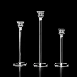 3Pcs/set Crystal Candlestick Holders Acrylic Dining table single head candle holder for Wedding party Decor Centerpieces