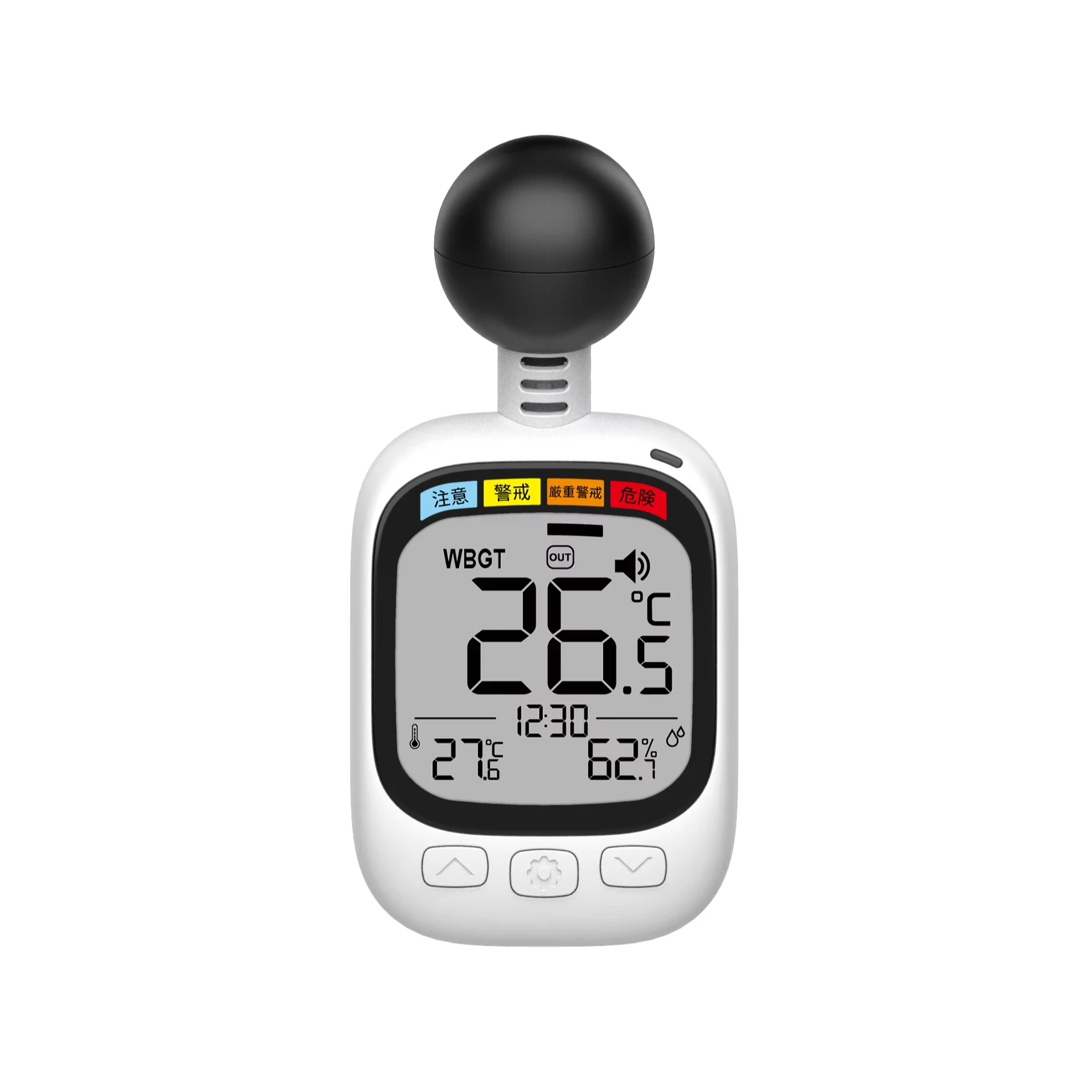 Medidor de umidade e temperatura WBGT com relógio Termômetro digital Higrômetro sem fio com termômetro de índice de calor