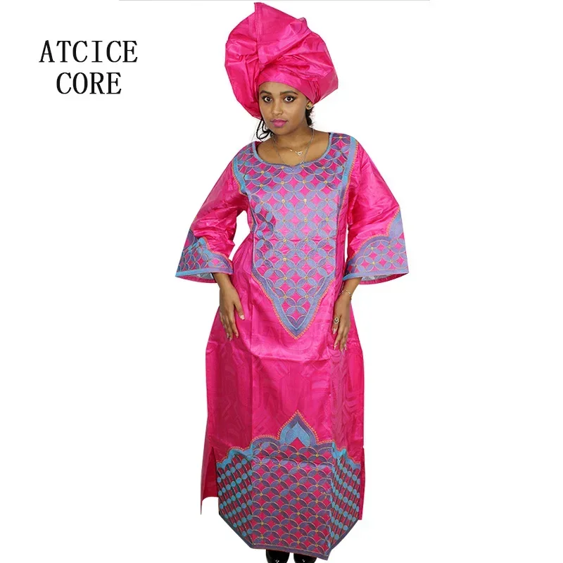 Abito africano per donna Bazin Riche ricamo Design abito lungo con sciarpa