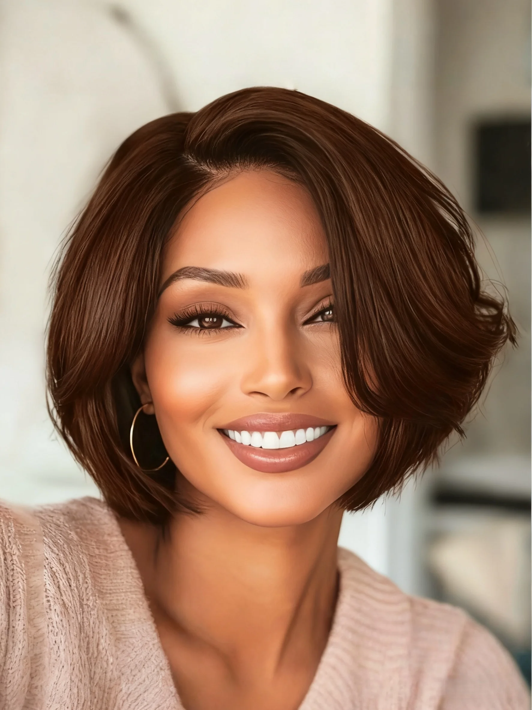 Braziliaanse pruik van echt haar 13x4 kanten voorkant Pixie-cut 180% dichtheid korte rechte bobpruik, vooraf geplukt natuurlijke look - afbeelding 2