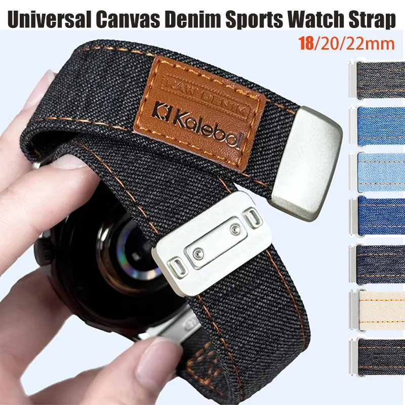 �y�Z�[�����z18/20/22mm���j�o�[�T���L�����o�X�f�j���X�|�[�c�X�g���b�v�ASamsung watch7 6 4 5 40/44mm�Ή��AHuawei Watch GT6-Pro 46mm�p�}�O�l�b�g���o���h