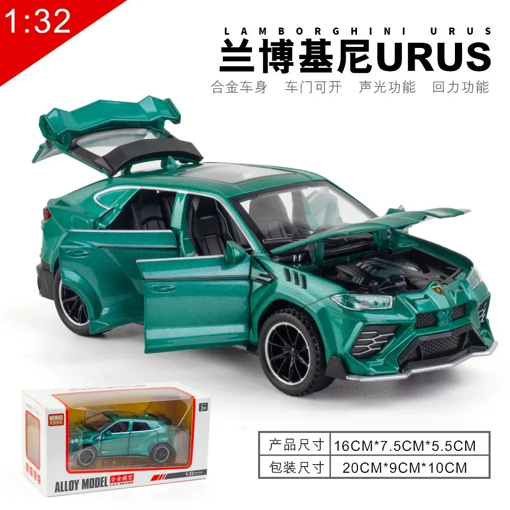 1:32 Lamborghini URUS samochód sportowy Symulacja Diecast Metal Alloy Model samochodu Dźwięk Światło Pull Back Kolekcja Zabawki dla dzieci Prezenty A232