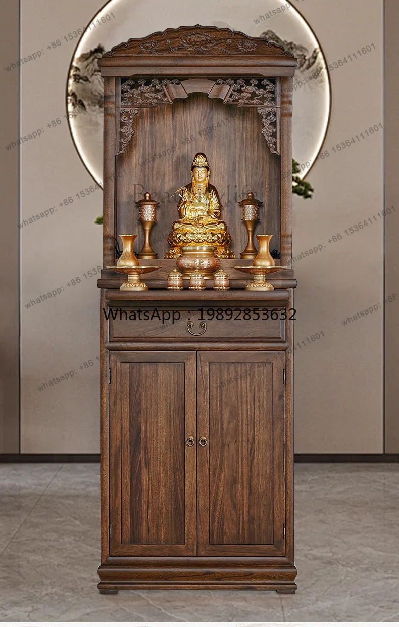 LSHousehold God Cabinet Living Room Buddha Serving Solid Wood  Cabinet Double Door Shrine Table Serving Free Shipping