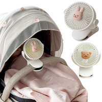 Korean Baby Cart Stroller Fans Portable Outdoor Fan Clip Cute Bear Bunny Rechargeable Handheld Electric Fan for Home 3 Speeds