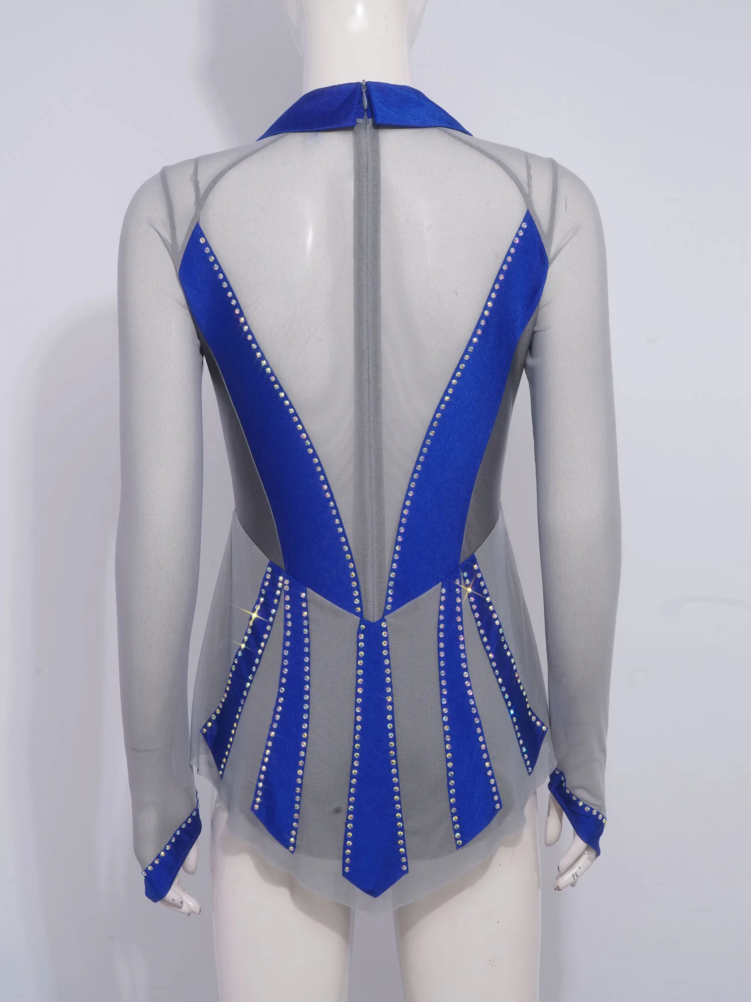 Robe de Ballet pour femmes, Costume de danse de patinage artistique lyrique, maille transparente, à volants, strass scintillants, robe de gymnastique rythmique