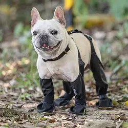 Waterproof Dog Boots Anti-Slip Dog Shoes with dog collar Pet Paw Protector Dog Boots Leggings Anti-dirty cold-proof and warm