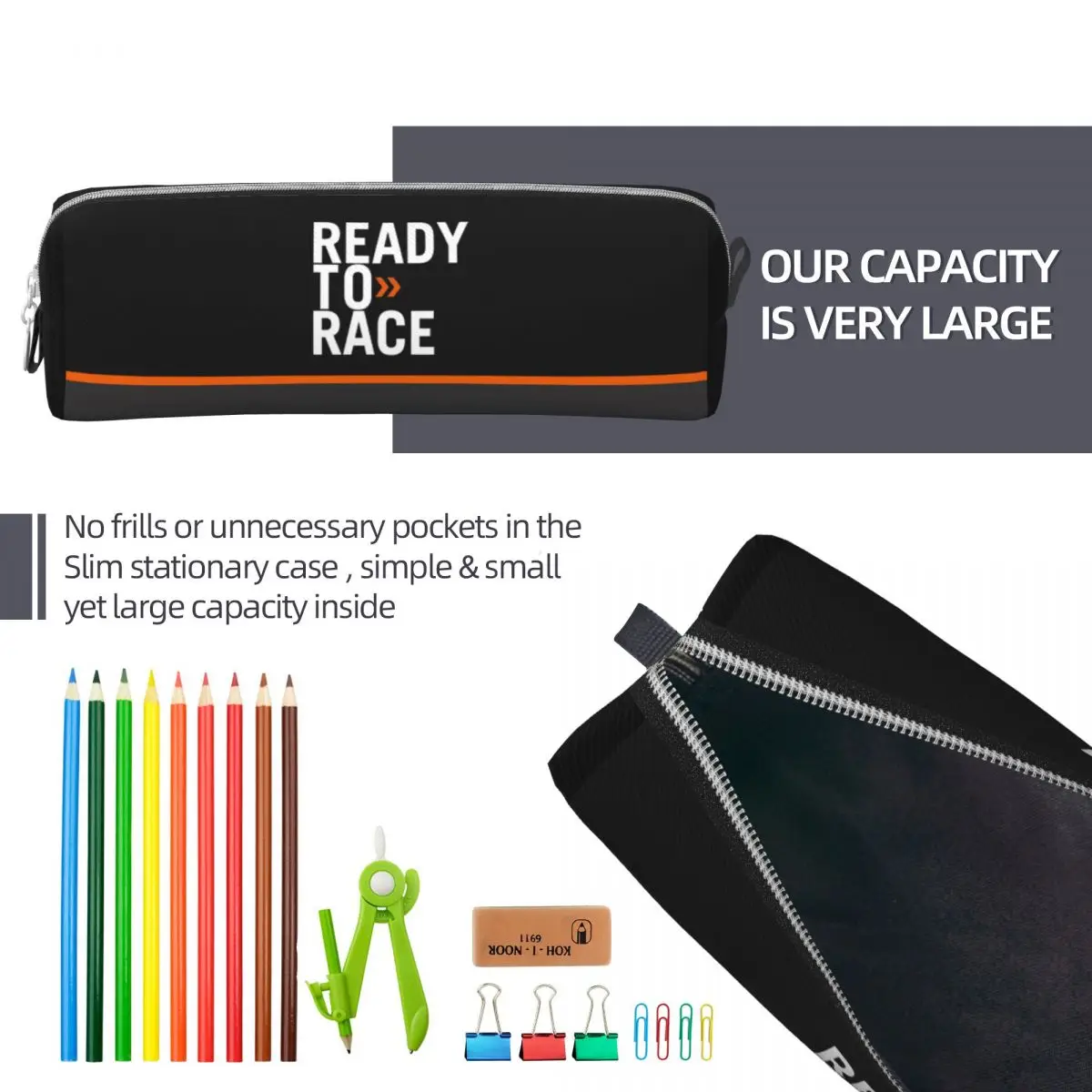 Motor Ready To Race Enduro Cross Motocross Pencil Case Lovely Pen Box Bags Girls Boys  Students School Cosmetic Pencilcases