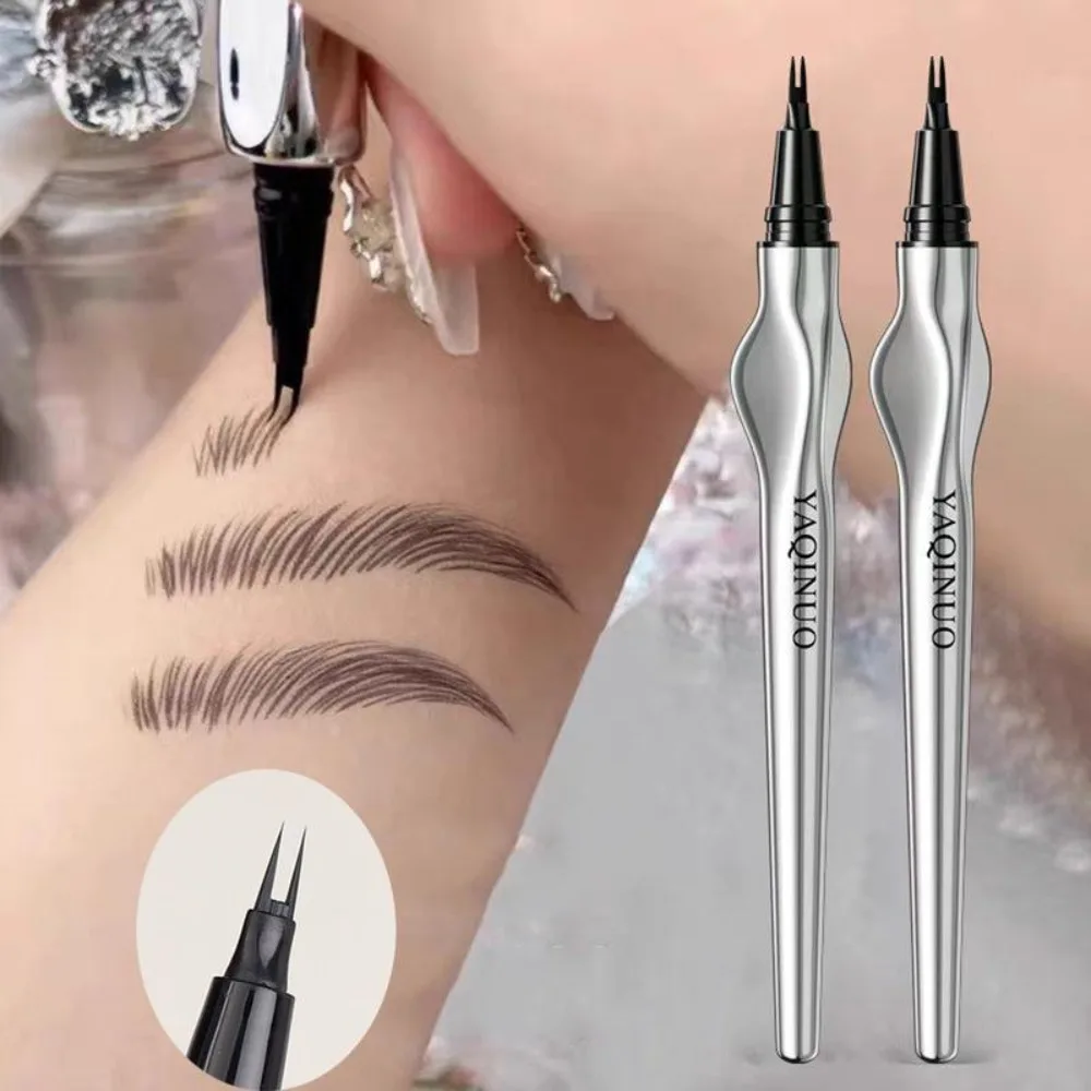 Crayon à sourcils sauvage professionnel imperméable, 2 Points, stylo à sourcils coréen longue durée, pointe Ultra-fine, facile à saisir, coups de cheveux en ver à soie
