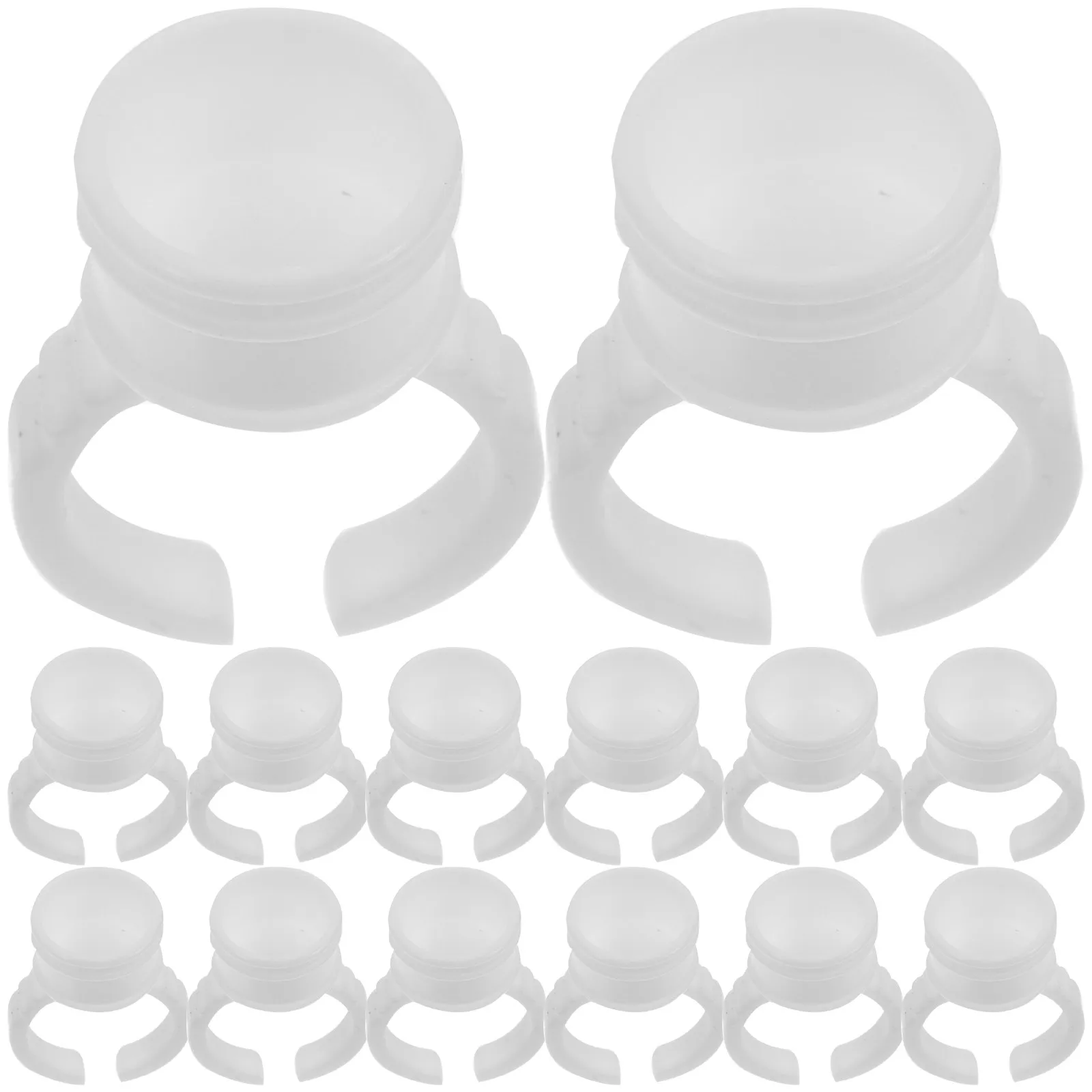 

100Pcs Eyebrow Tattoo Ink Ring Cups Disposable Clear Pigment Holder Eyelash Extension Makeup Tool Medium White