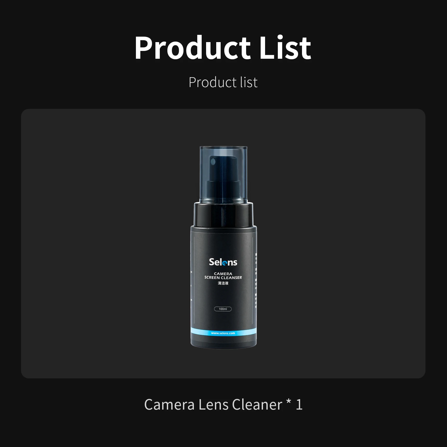 Selens 100 مللي COMS عدسة الكاميرا حل التنظيف رذاذ لشاشات النظارات أقراص DSLR عدسة الكاميرا الرقمية شاشة الهاتف