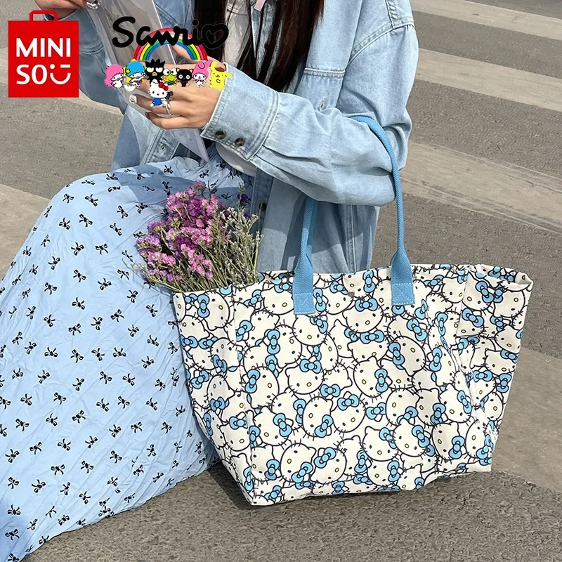 

MINISO HelloKitty New Women's Handbag Fashionable High Quality Women's Shoulder Bag Cartoon Large Capacity Women's Shopping Bag