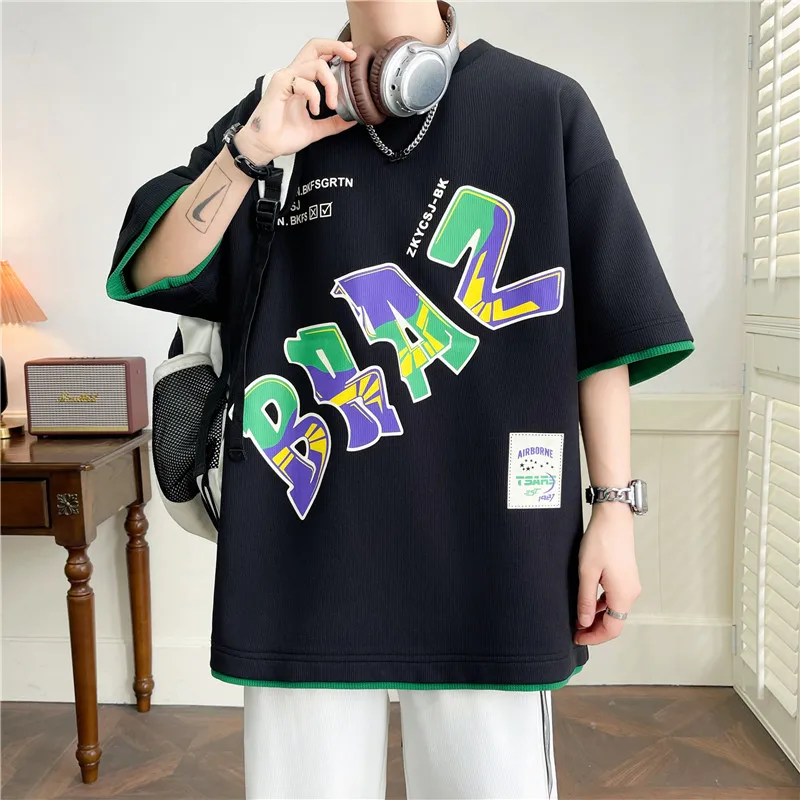Fashion Youth Unisex Pull On Cotton T-Shirts 2026 Summer High Quality Men's Casual Tops & Tees Streetwear Loose Tshirt Clothing