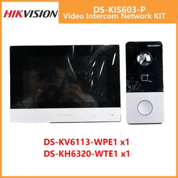 Hikvision IP Video Intercom Kit DS-KIS603-P Originele DS-KV6113-WPE1 + DS-KH6320-WTE1 POE Deurbel Deurstation WIFI Monitor