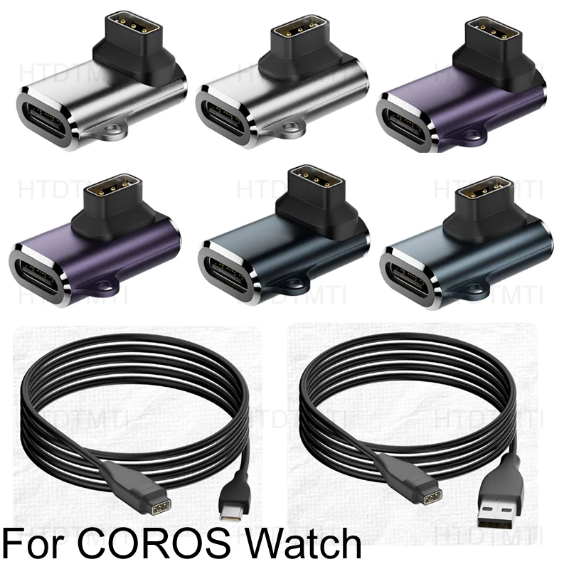 100CM USB A TYPC Adapter Charging Cable For Coros Watch Pace 3/2 USB Type C Charger Apex/Apex pro Apex 42mm 46mm/Coros Vertix/2