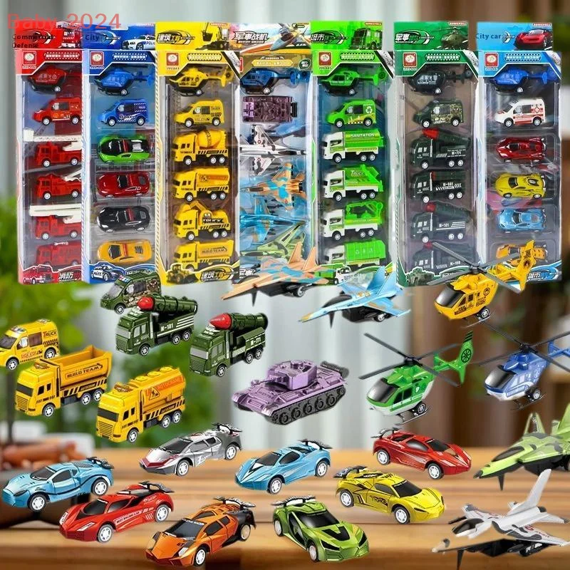 Jouet indispensable pour les garçons : 4/6 pièces, modèles de véhicules d'ingénierie à retirer, camion d'assainissement à l'inertie.