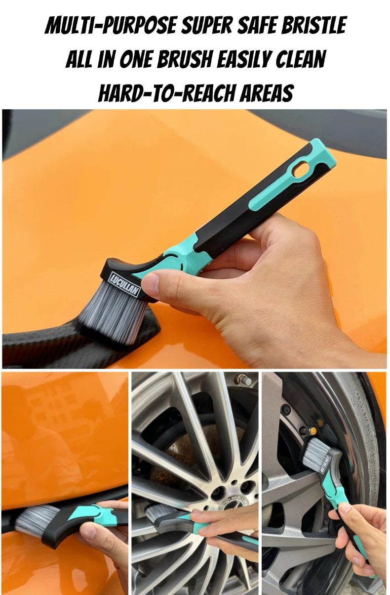 Lucullan Ultra Weiche Auto-Detailing-Bürste mit Rutschfestem Griff, Auto-Spalten-Reinigungsbürste für Innenräume und Räder – Detail 5