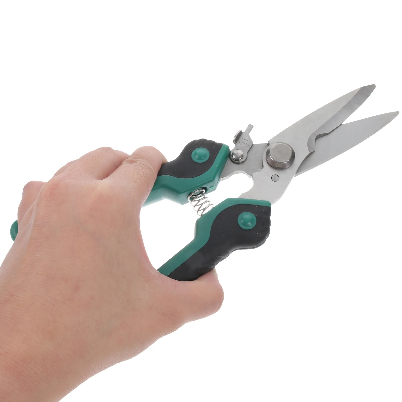 

1Pcs Comfortable Handle Scissor Easy Cutting Polished Smooth Metal Sheet Scissor Light Green Metal Sheet Shear Pruning Scissors