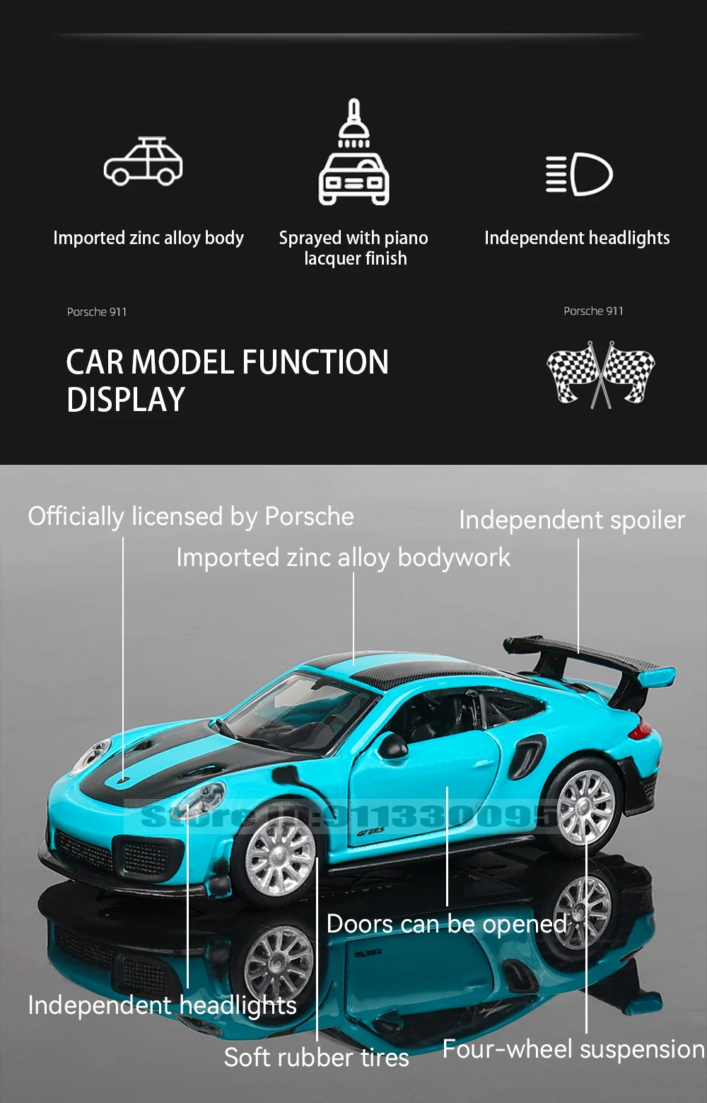 Bburago 1:64 Porsche 911 GT2 RS LAMBORGHINI Sian FKP 37 Mustang GT500 Automodell-Sammlung Weihnachtsgeschenk Spielzeug für Ferrari – Detail 2