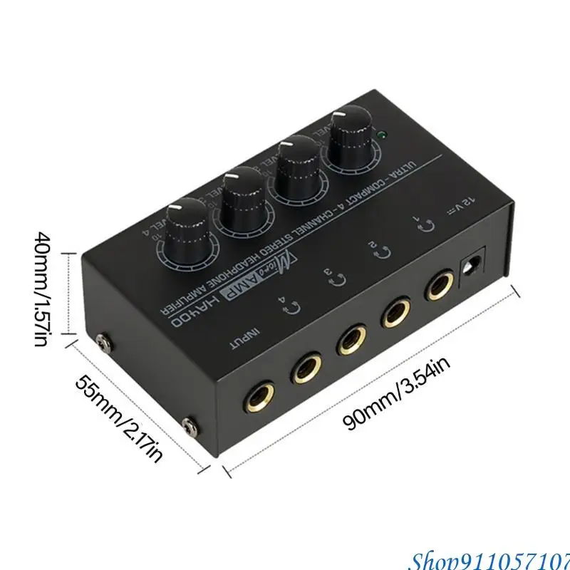 เครื่องขยายเสียงหูฟัง 203B 4 ช่องที่มีฟังก์ชั่นปิดเสียงและเอฟเฟกต์เอฟเฟกต์
