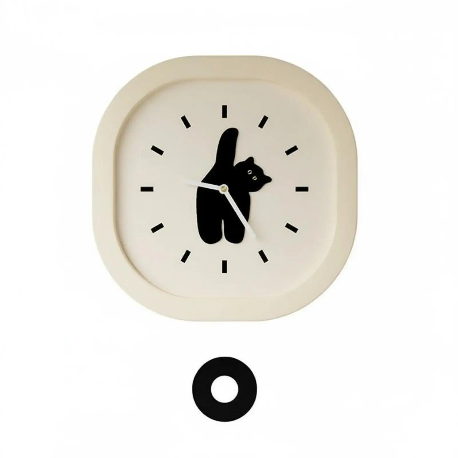 Cat Wall Clock Cute Design Minimalist Cat Clock Non-Ticking Home Decor for